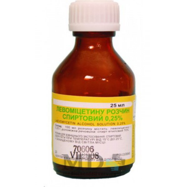 Laevomycetin alcohol solution 0,25% 25ml